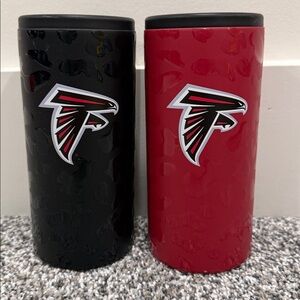 Atlanta Falcons Set of 2 Skinny Can Koozies Leopard Print Sporty